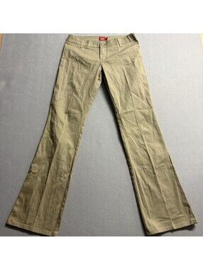 Dickies Girl Khaki Chino Pants Womens Size 9 Tan Stretch Bootcut Low Rise Work
